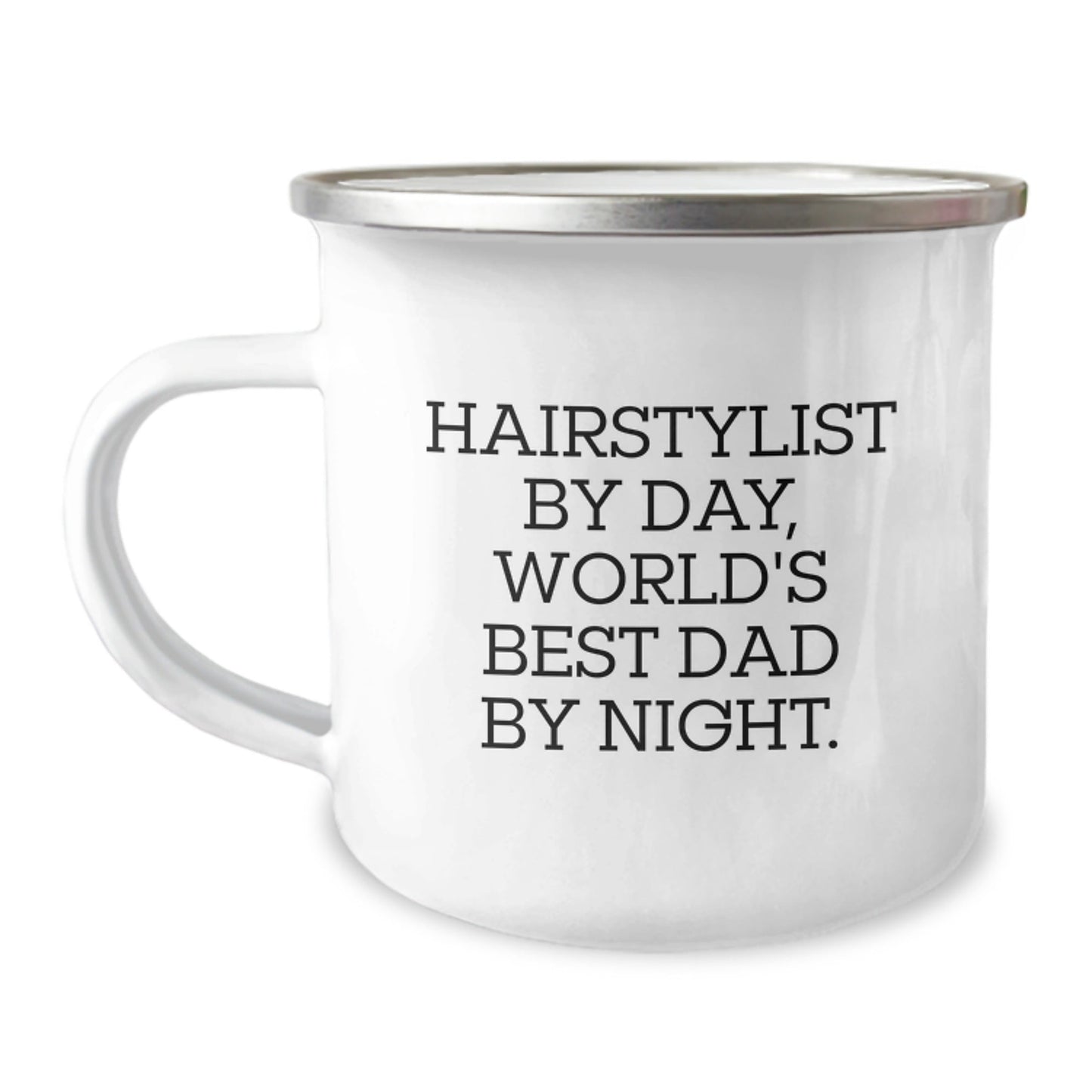 Hairstylist Gifts for Birthday - Funny Camping Mug, 'Hairstylist By Day, World's Best Dad By Night.' - The Buy Boom