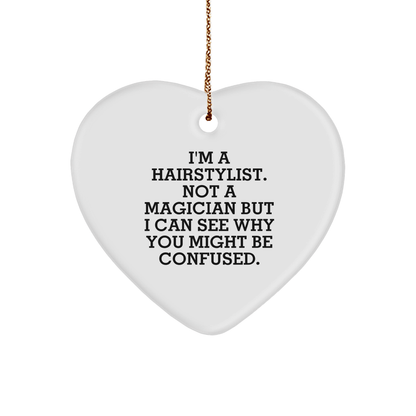 Hairstylist Gifts from Family, Funny Quote Heart Ornament for Christmas, Gifts for Hairstylist - The Buy Boom