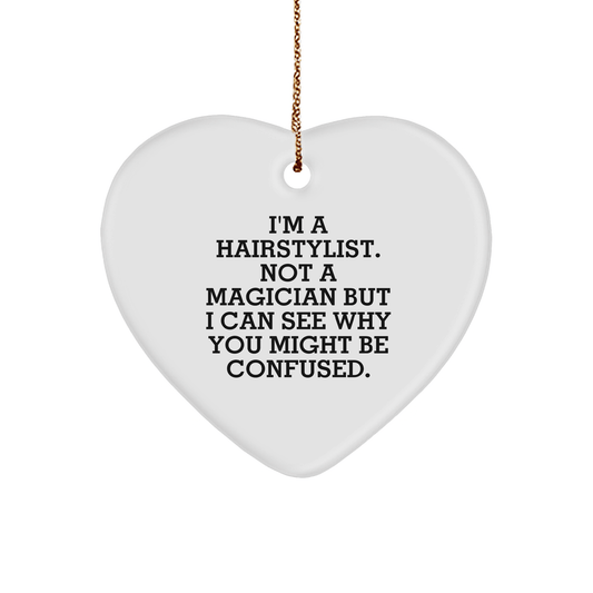 Hairstylist Gifts from Family, Funny Quote Heart Ornament for Christmas, Gifts for Hairstylist - The Buy Boom