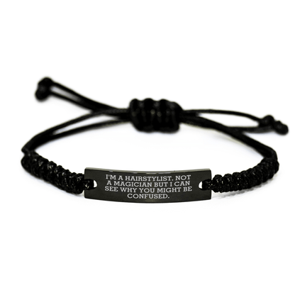 Hairstylist Rope Bracelet, Funny Quote Gift for Men, Unique Father's Day Unique Gifts from Friends and Family, Adjustable Black Rope - The Buy Boom