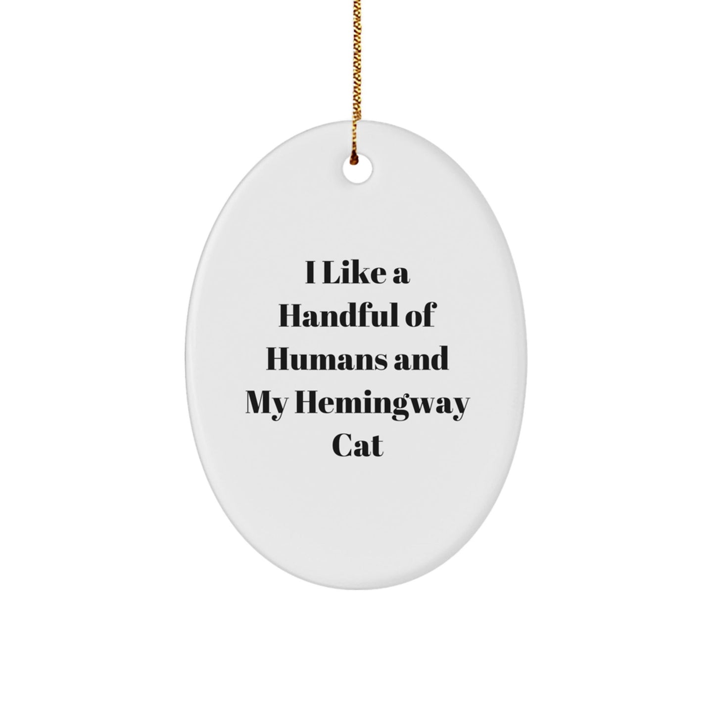 Hemingway Cat Lovers Gifts, Funny Oval Ornament, 'I Like A Handful Of Humans And My Hemingway Cat', Christmas Unique Gifts from Friends - The Buy Boom