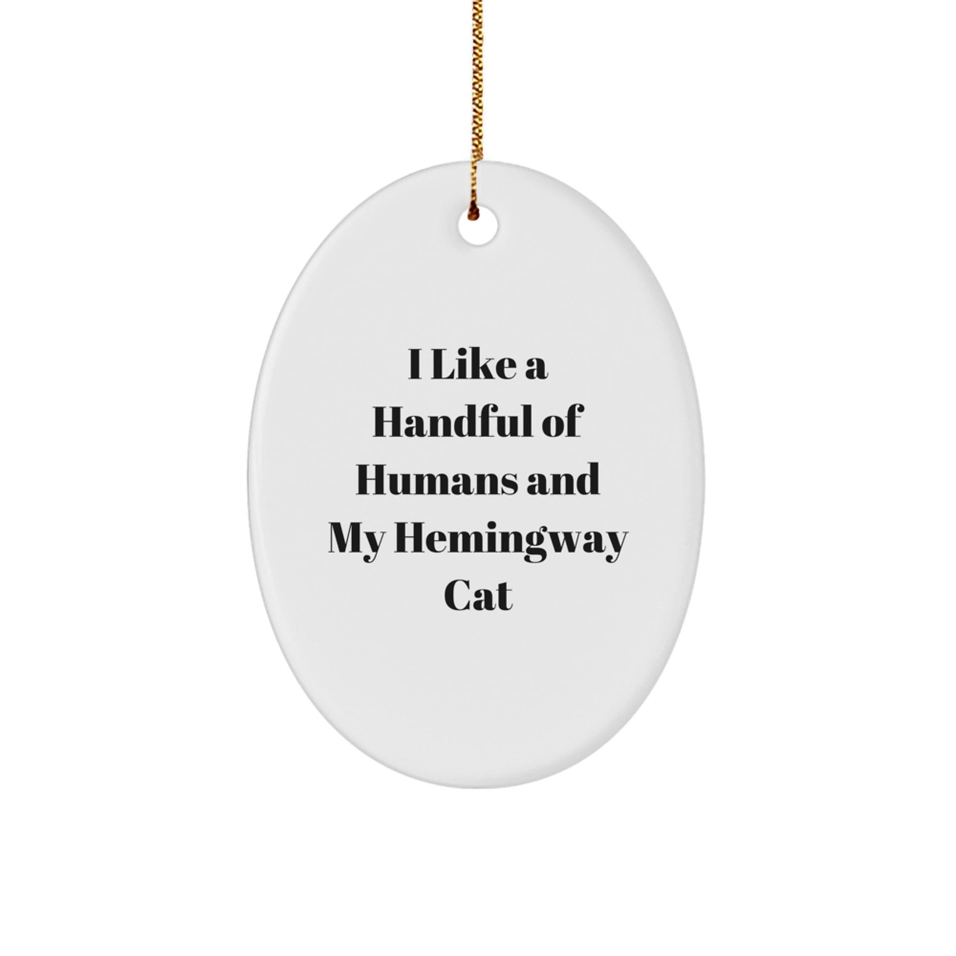 Hemingway Cat Lovers Gifts, Funny Oval Ornament, 'I Like A Handful Of Humans And My Hemingway Cat', Christmas Unique Gifts from Friends - The Buy Boom