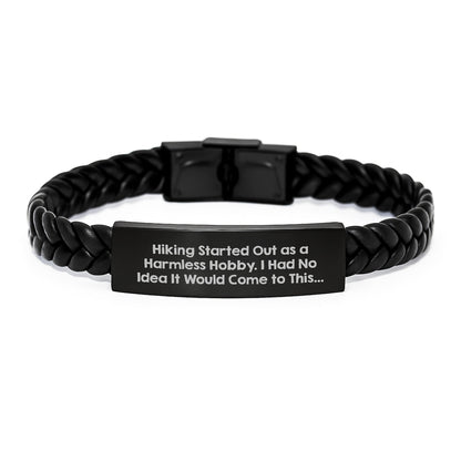 Hiking Enthusiasts' Gift, Funny Quote Interlaced Leather Bracelet, 7.87 inches, Stainless Steel and PU Leather, Gifts from Family to Hiking Friends, Gifts for Hiking Lovers - The Buy Boom