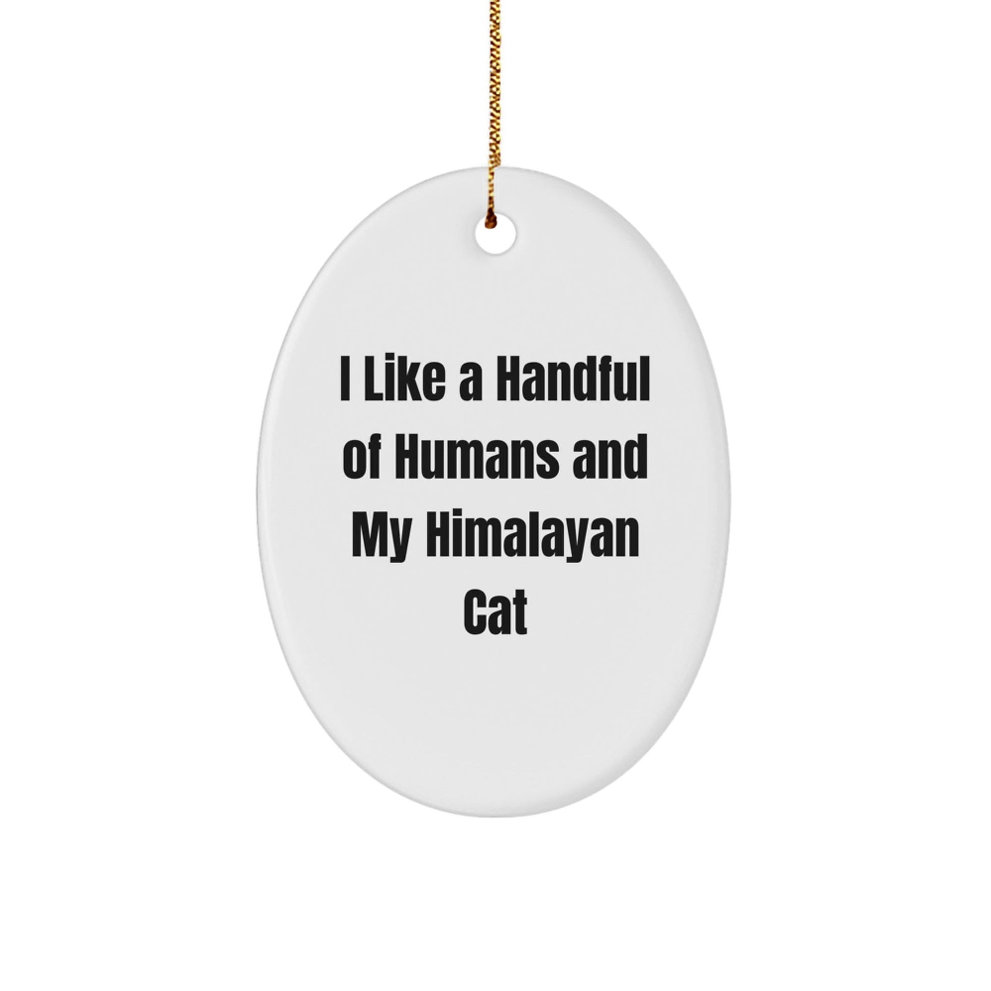 Himalayan Cat Lover Gifts from Friends to Family - Oval Ornament with Funny Quote 'I Like A Handful Of Humans And My Himalayan Cat', Christmas Unique Gifts - The Buy Boom