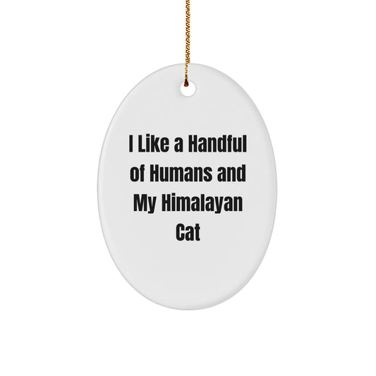 Himalayan Cat Lover Gifts from Friends to Family - Oval Ornament with Funny Quote 'I Like A Handful Of Humans And My Himalayan Cat', Christmas Unique Gifts - The Buy Boom