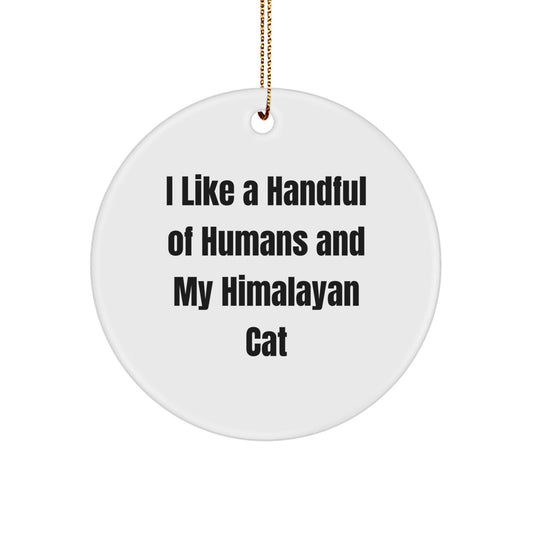 Himalayan Cat Lovers' Gift - 'I Like A Handful Of Humans' Circle Ornament, Christmas Unique Gifts from Friends to Family - The Buy Boom