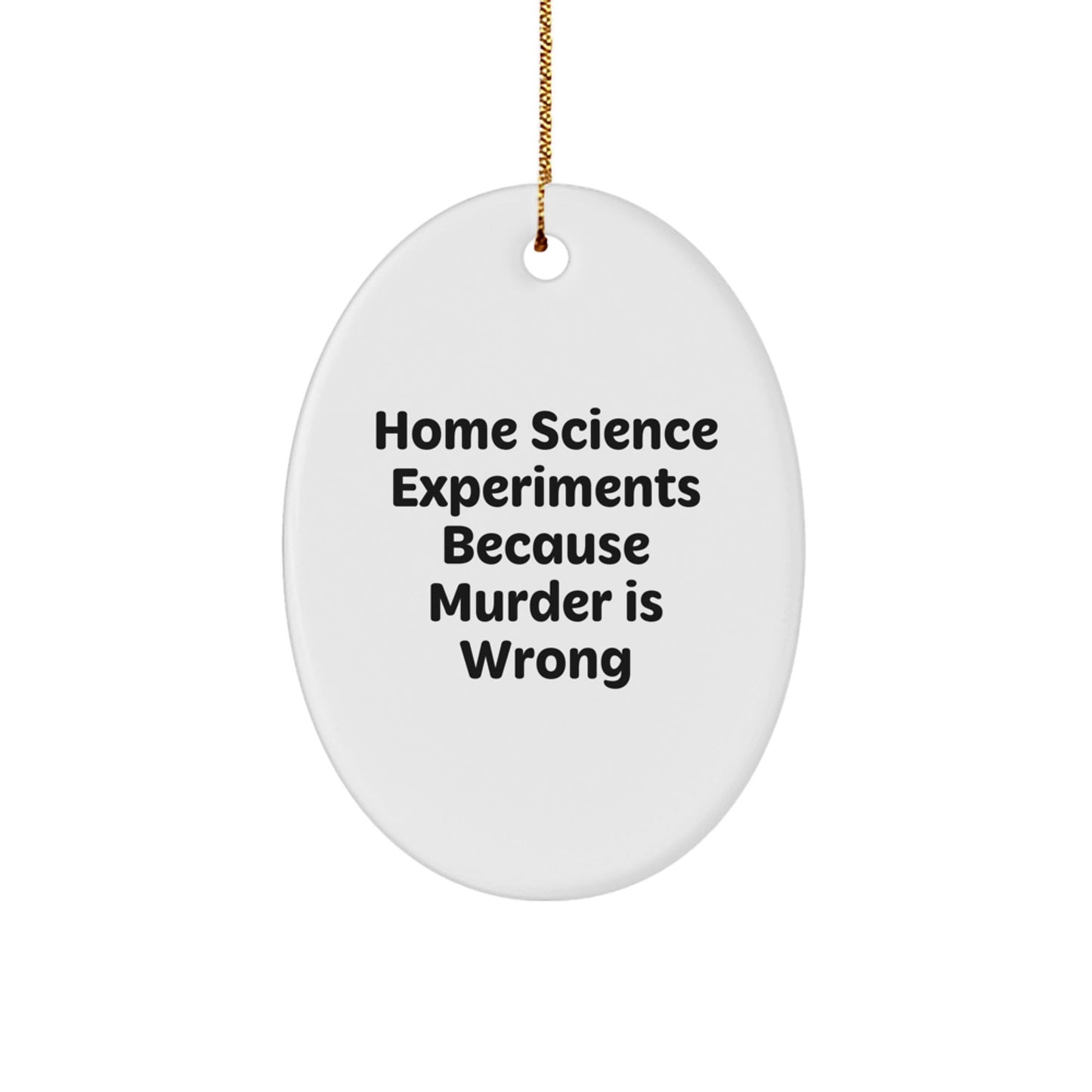 Home Science Experiments Gifts, Oval Ornament, 'Home Science Experiments Because Murder Is Wrong', Funny Quote Christmas Unique Gifts from Family for Home Science Experiments Enthusiasts - The Buy Boom