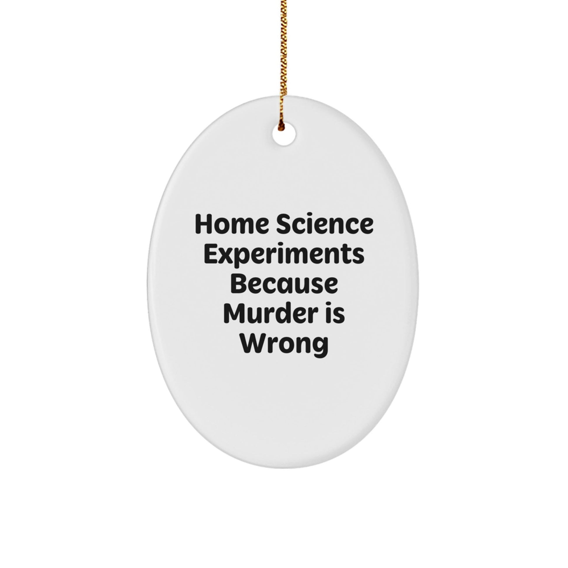Home Science Experiments Gifts, Oval Ornament, 'Home Science Experiments Because Murder Is Wrong', Funny Quote Christmas Unique Gifts from Family for Home Science Experiments Enthusiasts - The Buy Boom
