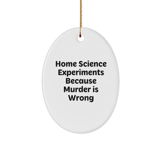 Home Science Experiments Gifts, Oval Ornament, 'Home Science Experiments Because Murder Is Wrong', Funny Quote Christmas Unique Gifts from Family for Home Science Experiments Enthusiasts - The Buy Boom