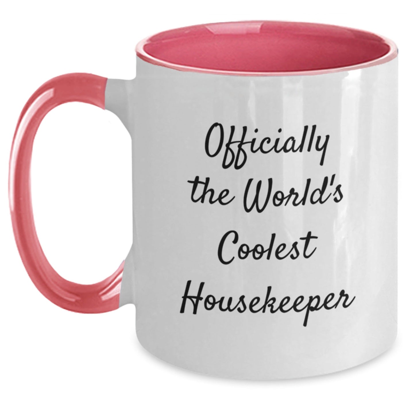 Housekeeper Humor Gifts from Friends for Graduation Unique Two Tone Coffee Mugs with 'Officially The World's Coolest Housekeeper' Quote - The Buy Boom