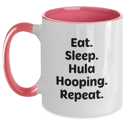 Hula Hooping Fun Gifts from Friends to Hula Hooping Enthusiasts, Eat. Sleep. Hula Hooping. Repeat. - Two Tone Coffee Mug for Graduation, Funny Hula Hooping Lover Mug - The Buy Boom