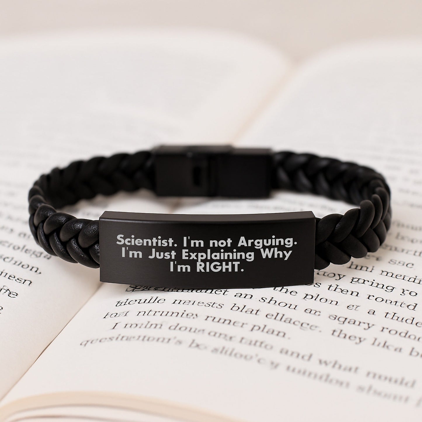 Humorous Gifts for Scientist Friends - 'I'm Not Arguing, I'm Right' Interlaced Leather Bracelet - The Buy Boom