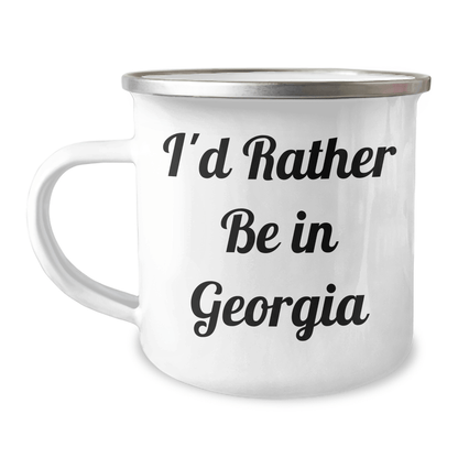 I'd Rather Be in Georgia Camping Mug, Funny Georgia Gifts for Men on Father's Day, Gifts from Family, 12 oz Stainless Steel with Enamel Finish - The Buy Boom