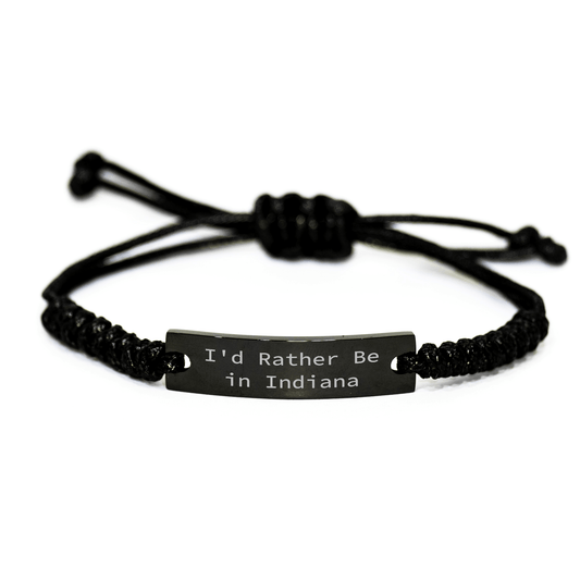 Indiana Rope Bracelet Gifts for Men from I'd Rather Be In Indiana Quote, Adjustable Black Stainless Steel Rope, Father's Day Unique Gifts - The Buy Boom