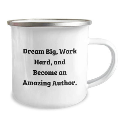 Inspirational Author Gifts, Funny Camp Mug for Men, Christmas Unique Presents from Friends to Family - 'Dream Big Work Hard' - The Buy Boom