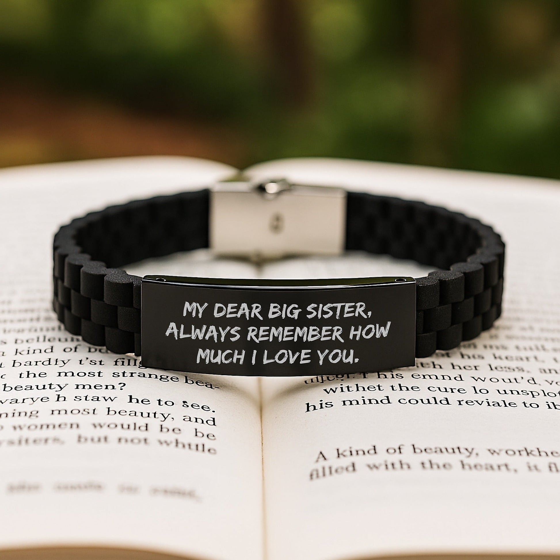 Inspirational Big Sister Gifts from Men - Adjustable Glide lock Clasp Bracelet with Quote 'My Dear Big Sister, Always Remember How Much I Love You.' for Birthday - The Buy Boom