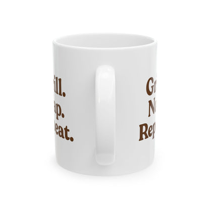 Inspirational Ceramic Mug - "Grill. Nap. Repeat." - Motivational Coffee Cup for Daily Inspiration - The Buy Boom