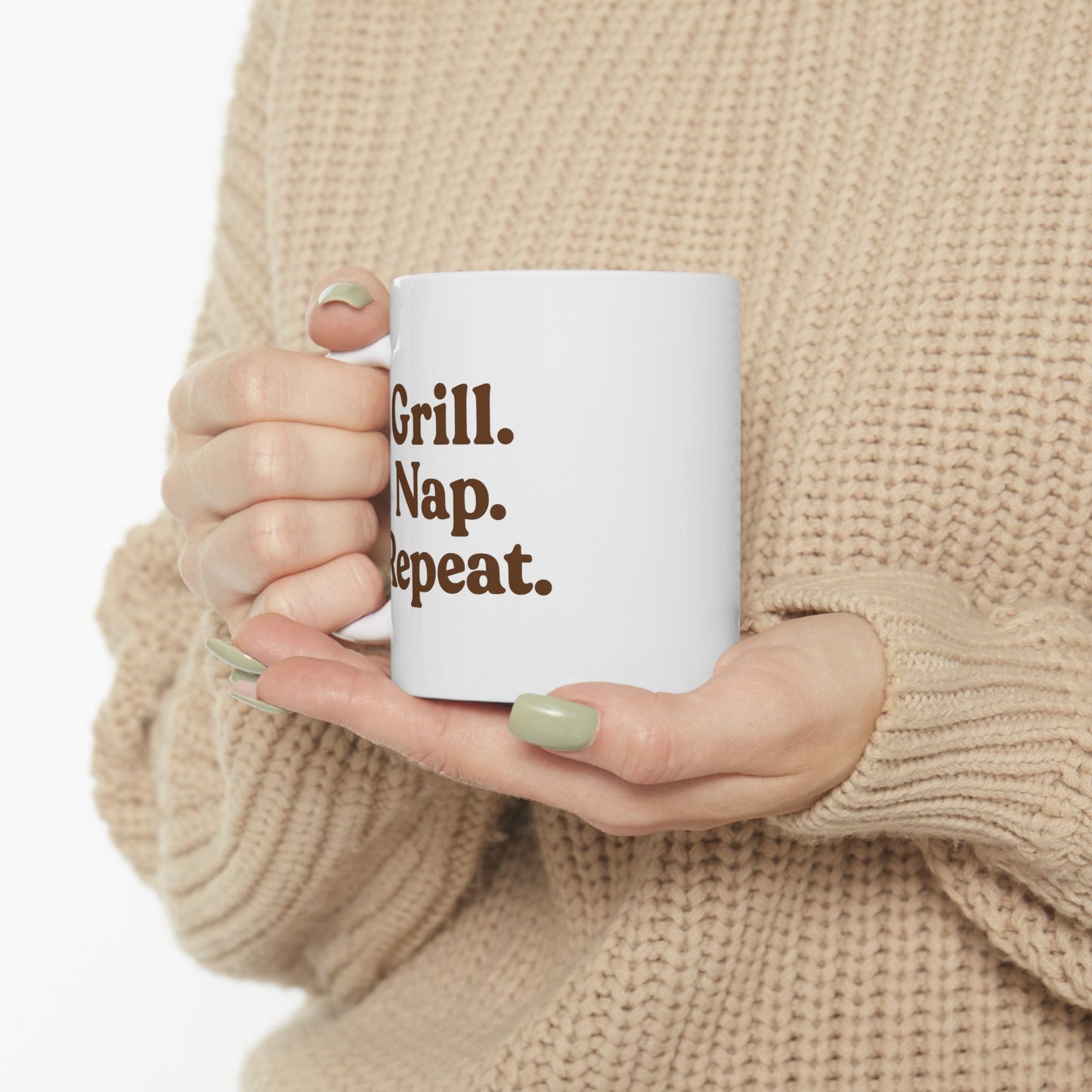 Inspirational Ceramic Mug - "Grill. Nap. Repeat." - Motivational Coffee Cup for Daily Inspiration - The Buy Boom