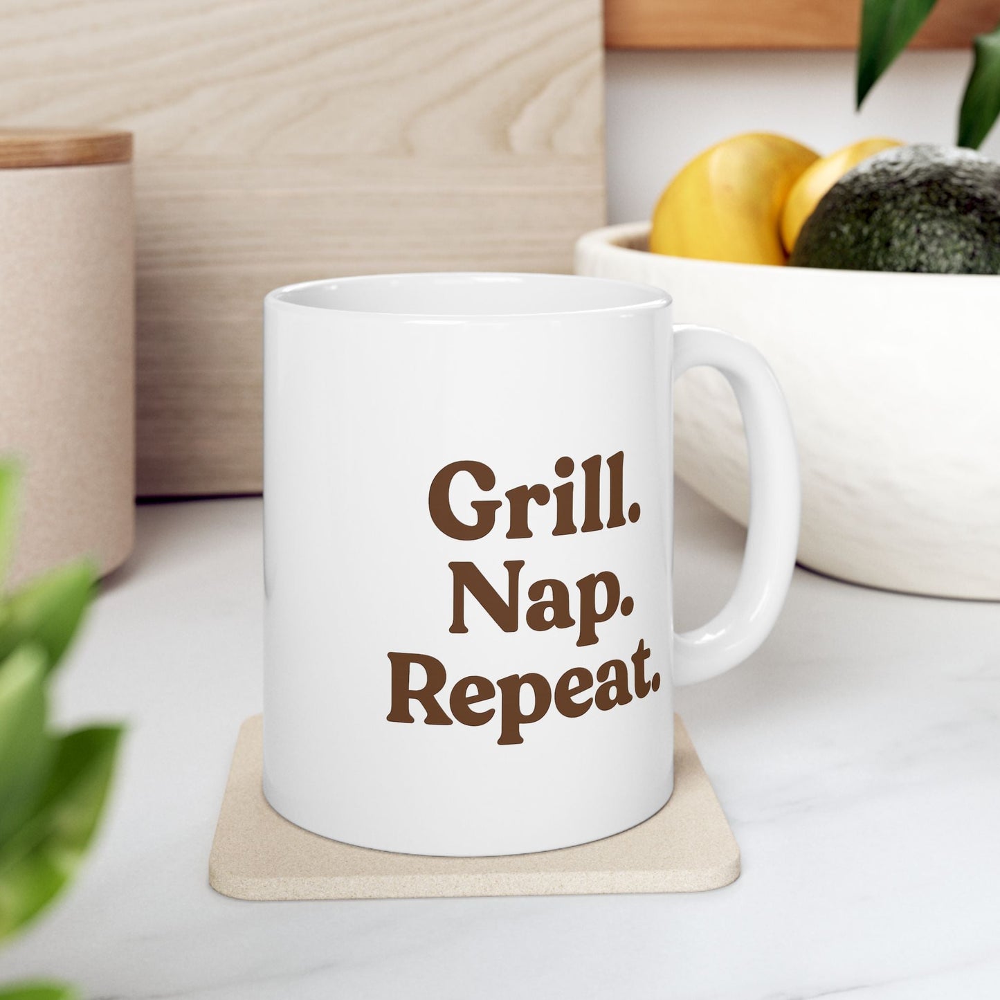 Inspirational Ceramic Mug - "Grill. Nap. Repeat." - Motivational Coffee Cup for Daily Inspiration - The Buy Boom