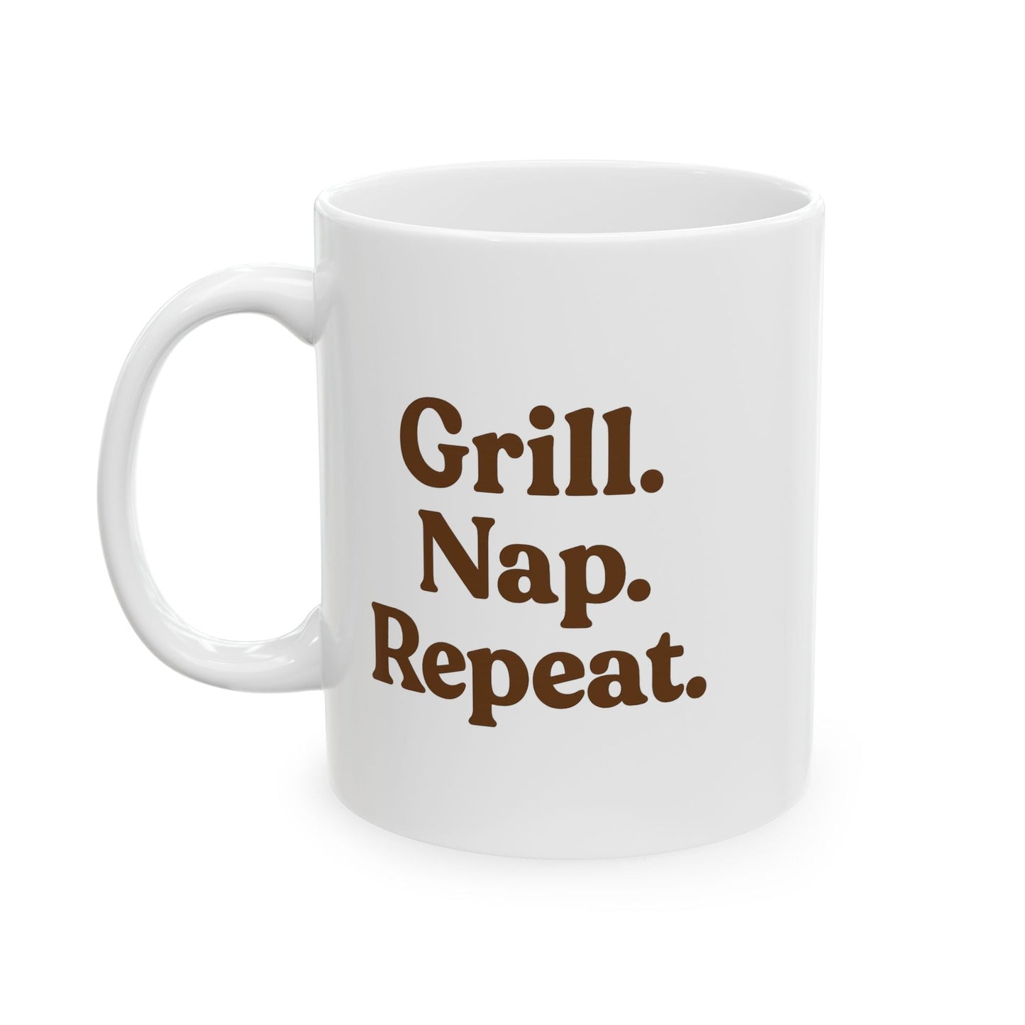 Inspirational Ceramic Mug - "Grill. Nap. Repeat." - Motivational Coffee Cup for Daily Inspiration - The Buy Boom
