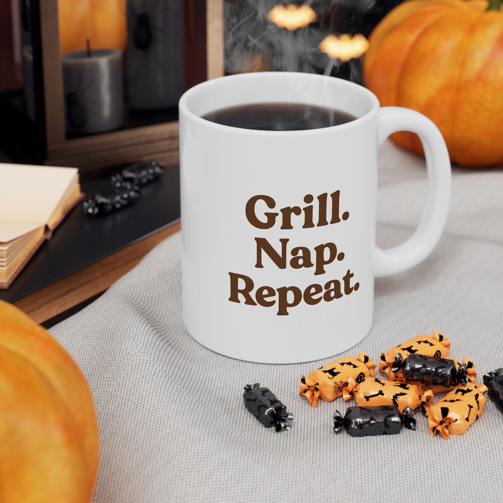 Inspirational Ceramic Mug - "Grill. Nap. Repeat." - Motivational Coffee Cup for Daily Inspiration - The Buy Boom