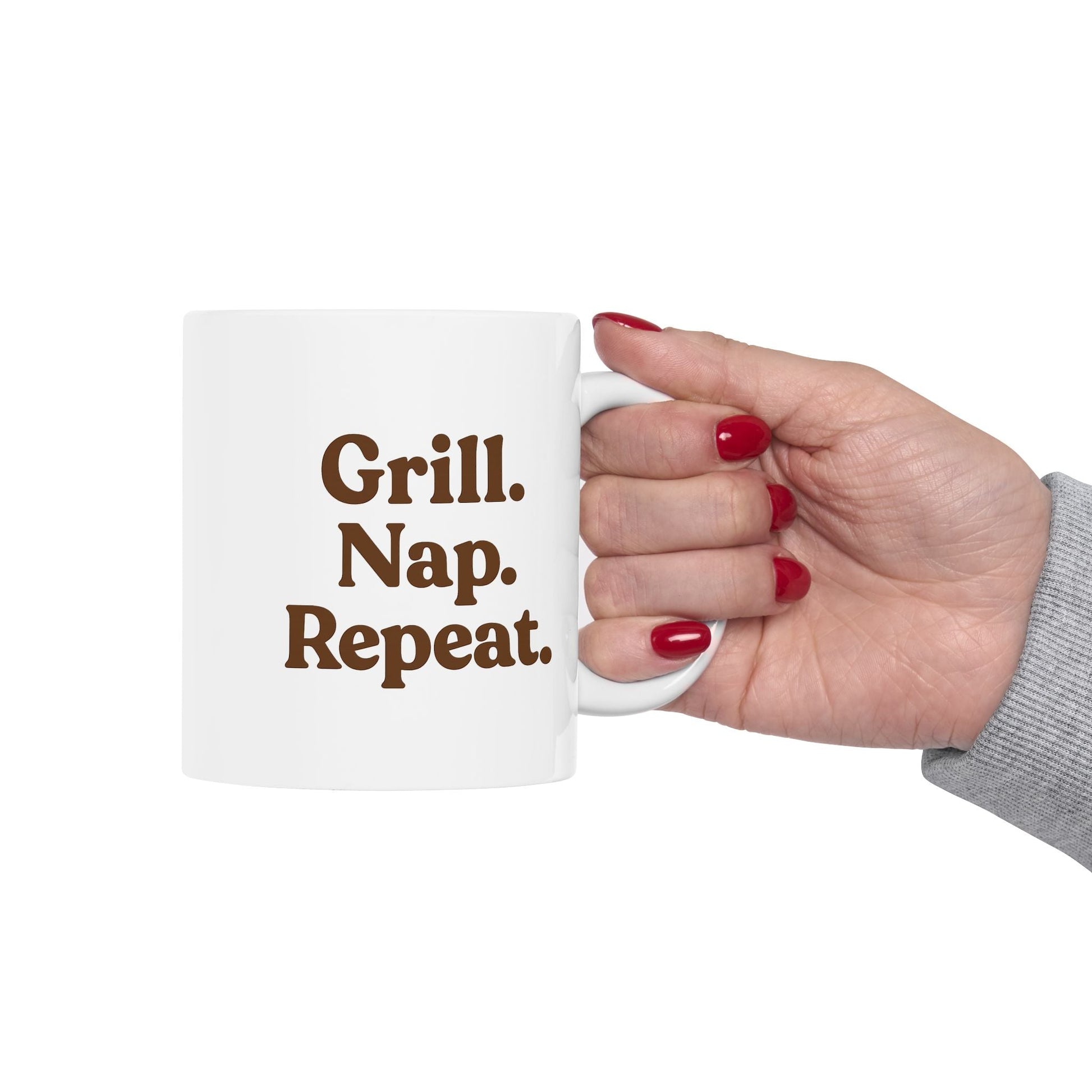 Inspirational Ceramic Mug - "Grill. Nap. Repeat." - Motivational Coffee Cup for Daily Inspiration - The Buy Boom