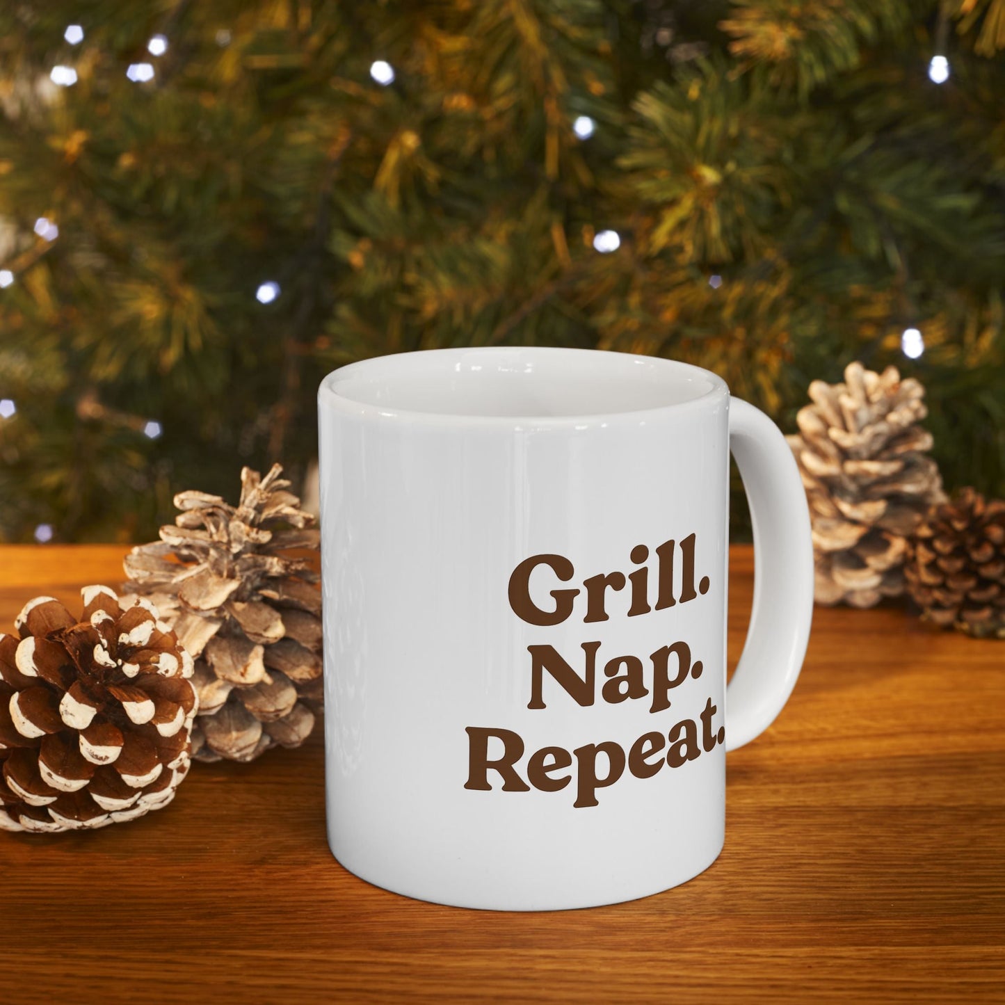 Inspirational Ceramic Mug - "Grill. Nap. Repeat." - Motivational Coffee Cup for Daily Inspiration - The Buy Boom