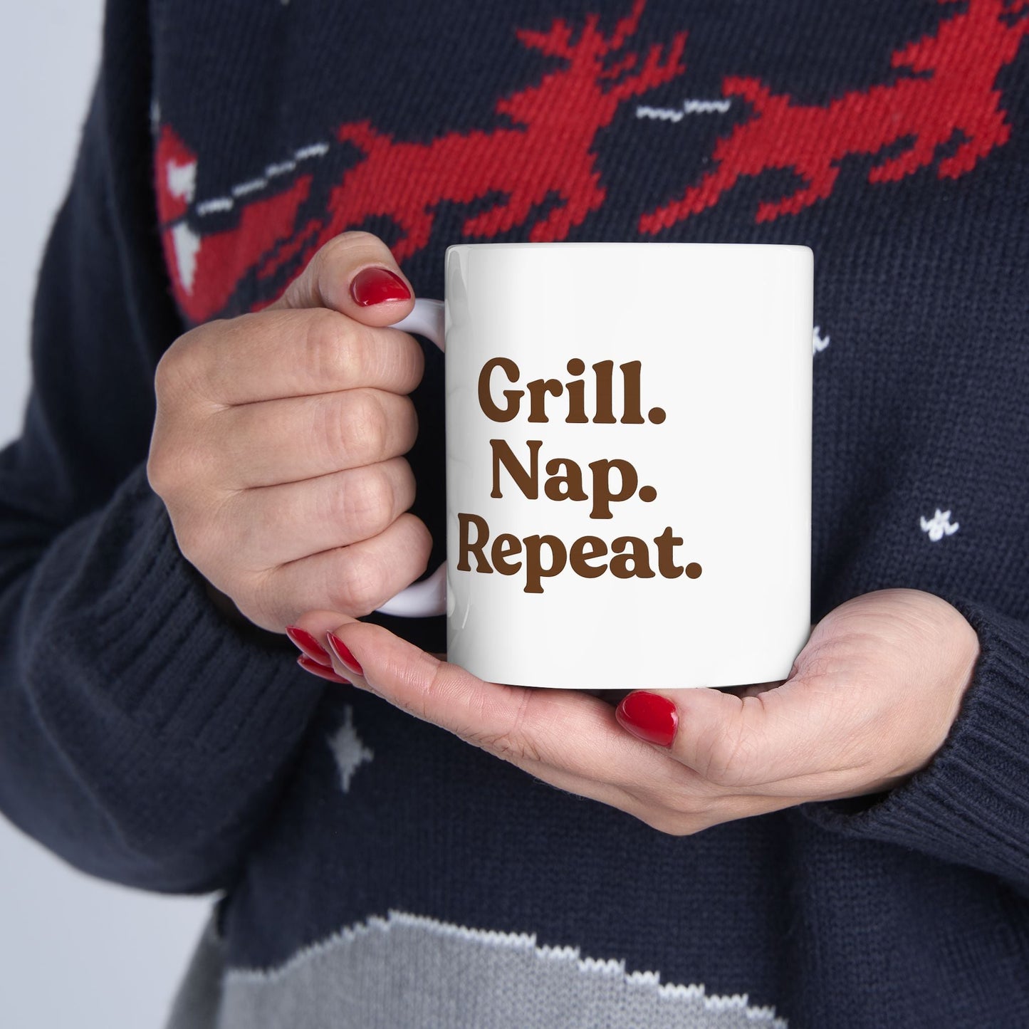 Inspirational Ceramic Mug - "Grill. Nap. Repeat." - Motivational Coffee Cup for Daily Inspiration - The Buy Boom
