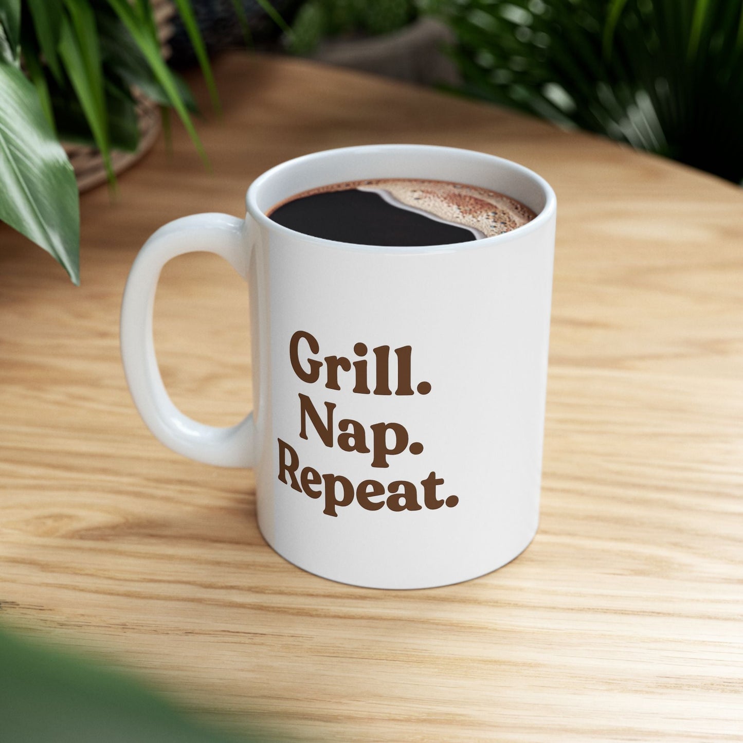 Inspirational Ceramic Mug - "Grill. Nap. Repeat." - Motivational Coffee Cup for Daily Inspiration - The Buy Boom