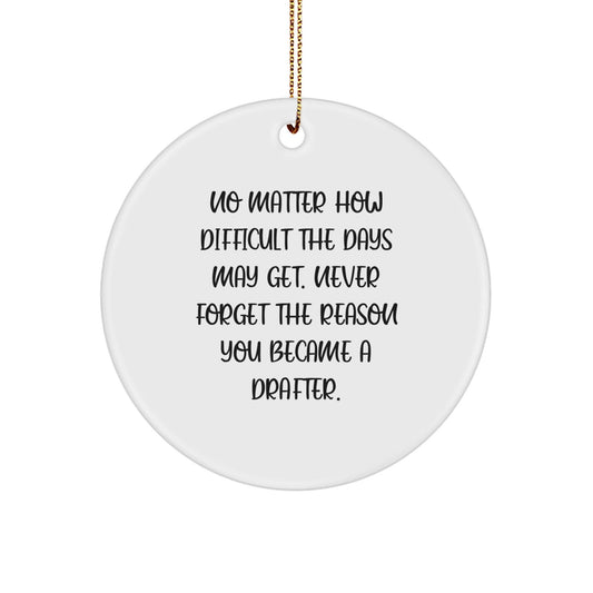 Inspirational Drafter Gifts for Him or Her - Circle Ornament with Funny Quote, Perfect for Christmas Unique Gifts from Friends, Coworkers, or Family - The Buy Boom