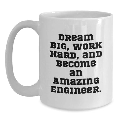 Inspirational Engineer Gifts for Men, Funny White Coffee Mug for Graduation, 'Dream Big Work Hard' Quote, Gifts from Friends - The Buy Boom