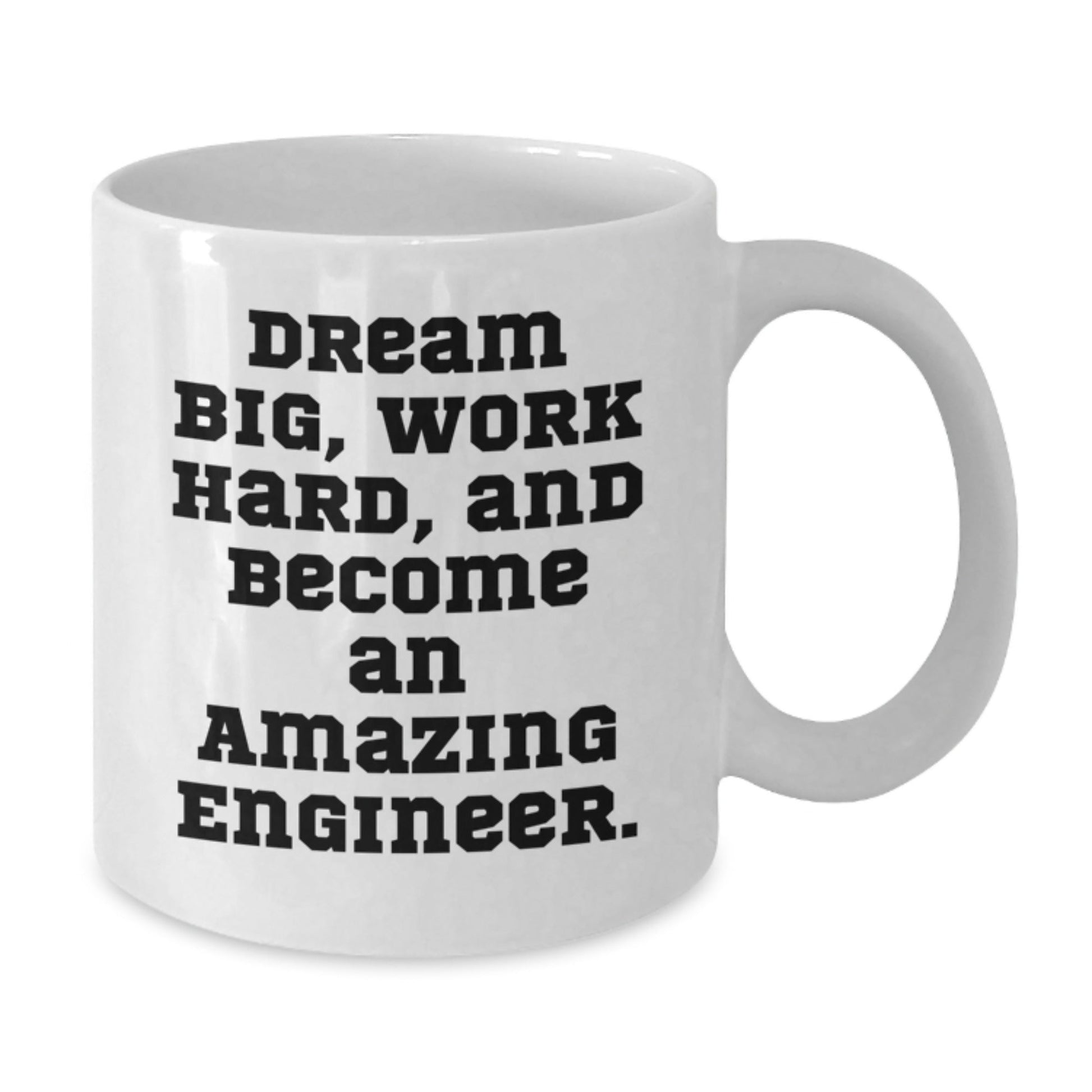 Inspirational Engineer Gifts for Men, Funny White Coffee Mug for Graduation, 'Dream Big Work Hard' Quote, Gifts from Friends - The Buy Boom