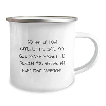 Inspirational Executive Assistant Christmas Unique Gifts - Funny Camping Mug for Executive Assistant Friends and Coworkers - Never Forget Your Reason, Gifts from Friends and Family - The Buy Boom