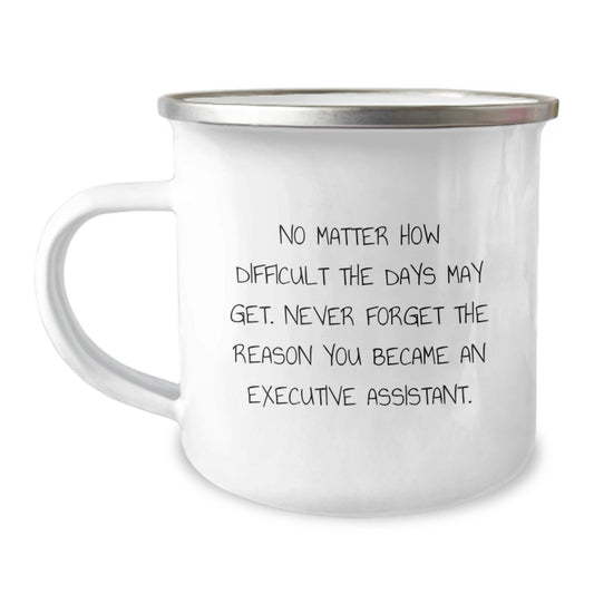 Inspirational Executive Assistant Christmas Unique Gifts - Funny Camping Mug for Executive Assistant Friends and Coworkers - Never Forget Your Reason, Gifts from Friends and Family - The Buy Boom