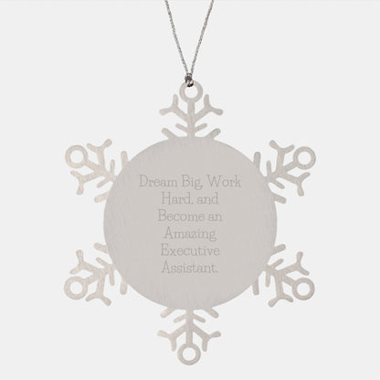 Inspirational Executive Assistant Gifts, Snowflake Ornament, 'Dream Big, Work Hard, And Become An Amazing Executive Assistant.' Gifts from Coworkers, Family, Friends for Christmas Memorable Present - The Buy Boom