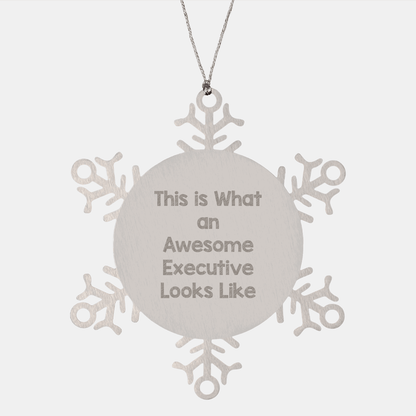 Inspirational Executive Gifts from - Funny Snowflake Ornament for Men, Women, Coworkers, Family - 'This Is What An Awesome Executive Looks Like' - Unique Christmas Unique Gifts - The Buy Boom