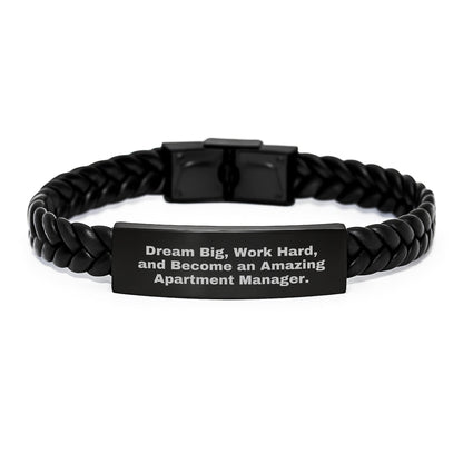 Inspirational Gifts for Apartment Managers, Interlaced Leather Bracelet, Dream Big, Work Hard - Gifts from Friends, Unique Christmas Unique Gifts for Her - The Buy Boom