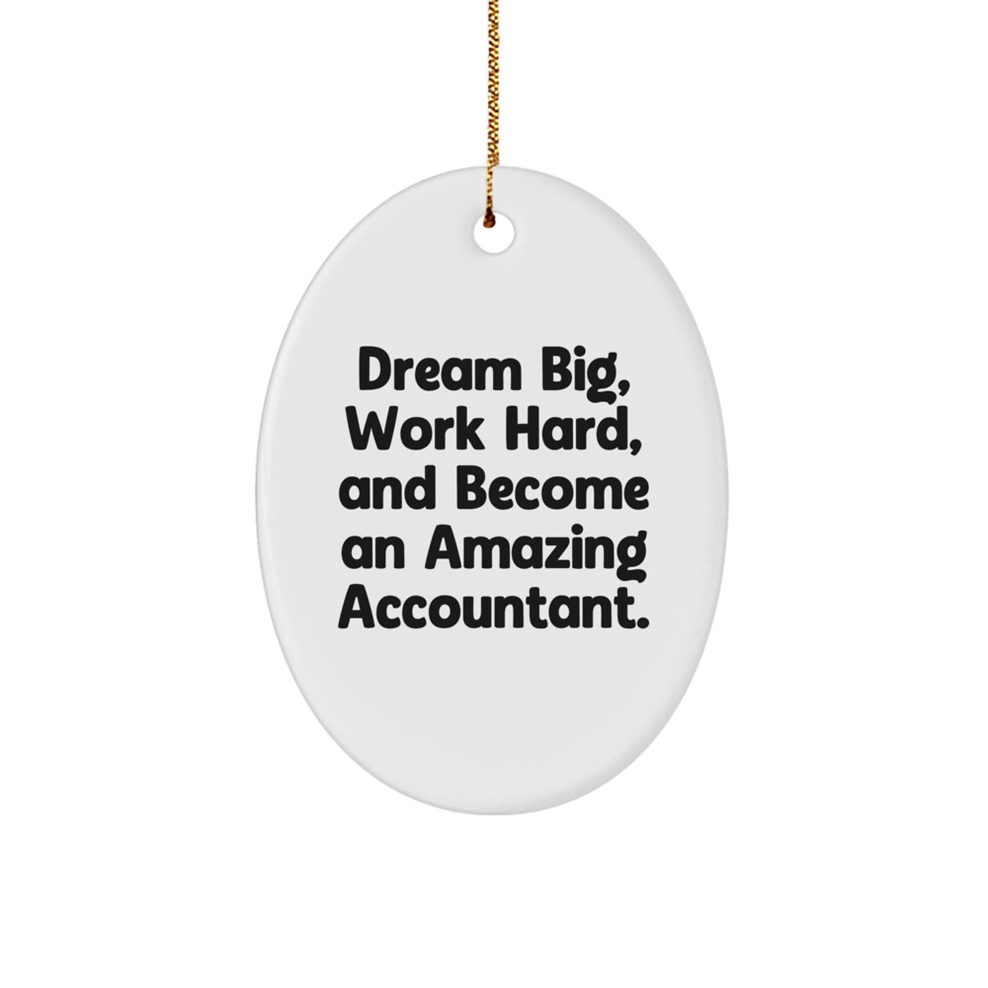 Inspirational Gifts from Coworkers for Amazing Accountants, Oval Ornament with Funny Quote 'Dream Big, Work Hard, And Become An Amazing Accountant.' - The Buy Boom