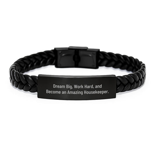 Inspirational Housekeeper Gifts, Interlaced Leather Bracelet, Christmas Unique Gifts from Friends to Amazing Housekeeper - Work Hard Dream Big - The Buy Boom
