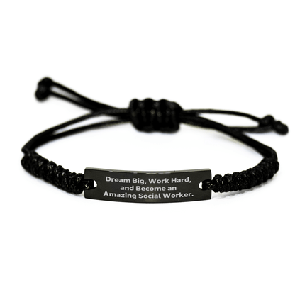 Inspirational Social Worker Rope Bracelet, Gift from Friends to Become an Amazing Social Worker, Dream Big, Work Hard, Graduation Unique Gifts for Social Worker - The Buy Boom