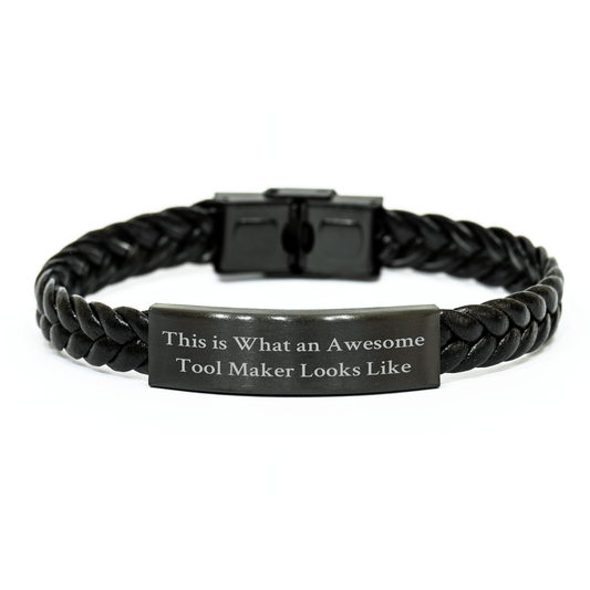 Inspirational Tool Maker Gifts from Men, Gifts for Tool Maker on Father's Day, Interlaced Leather Bracelet with Stainless Steel - The Buy Boom
