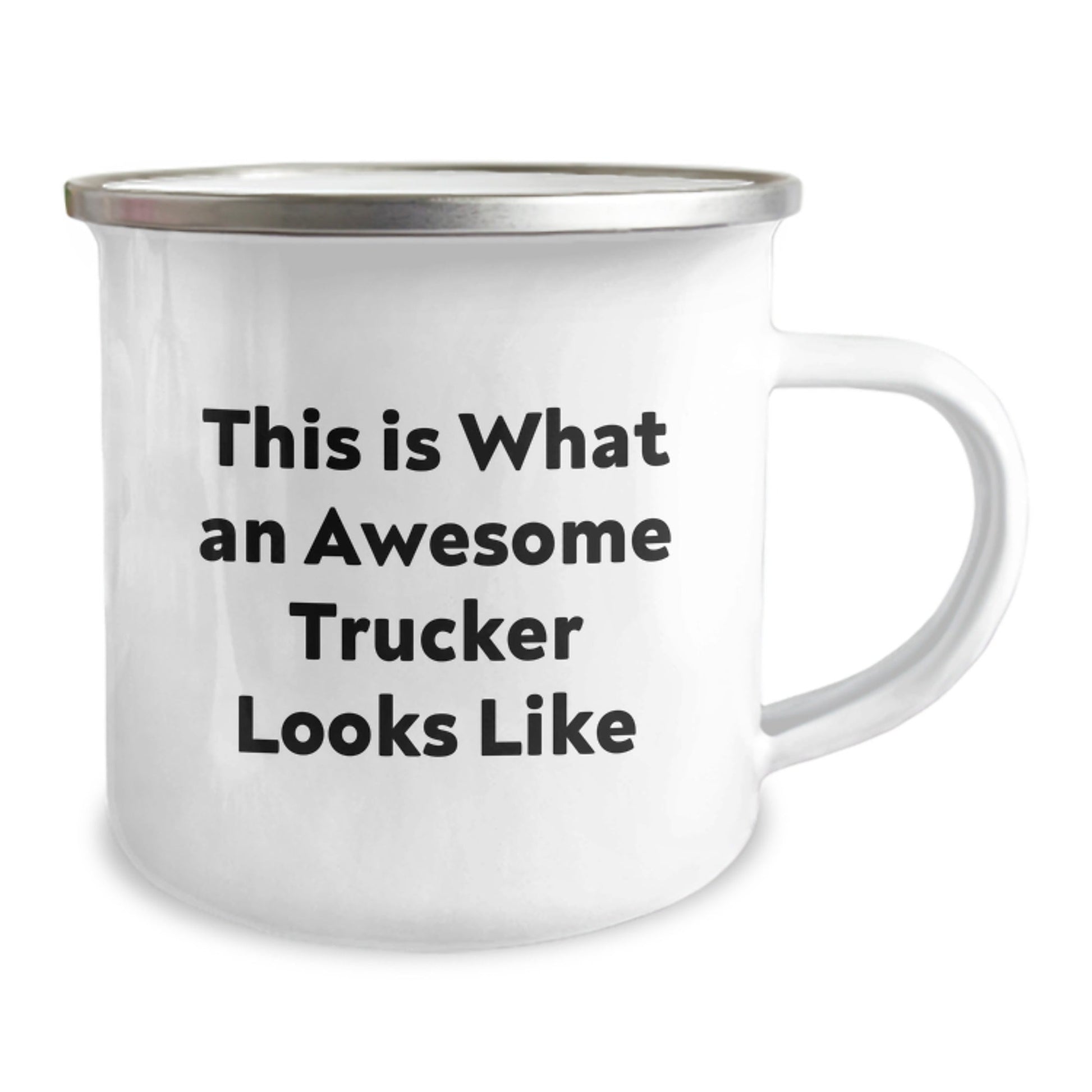 Inspirational Trucker Gifts from Friends for Awesome Trucker Camping Mug, Funny Quote This Is What An Awesome Trucker Looks Like, 12 oz Stainless Steel with Enamel Finish, Perfect for Men - The Buy Boom