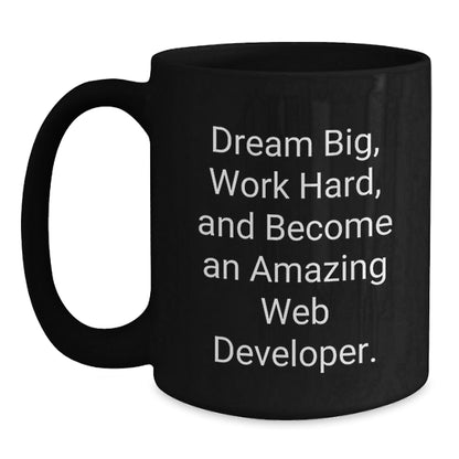 Inspirational Web Developer Gifts from Friends - Black Coffee Mug, Dream Big Work Hard, Perfect Birthday Unique Gift for Web Developers - The Buy Boom