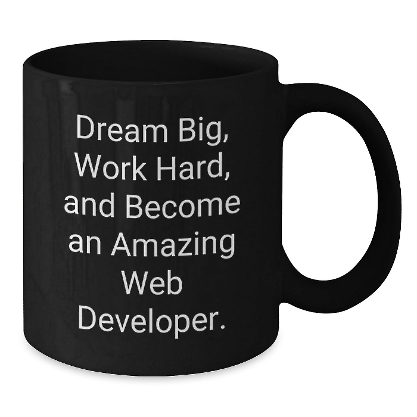 Inspirational Web Developer Gifts from Friends - Black Coffee Mug, Dream Big Work Hard, Perfect Birthday Unique Gift for Web Developers - The Buy Boom