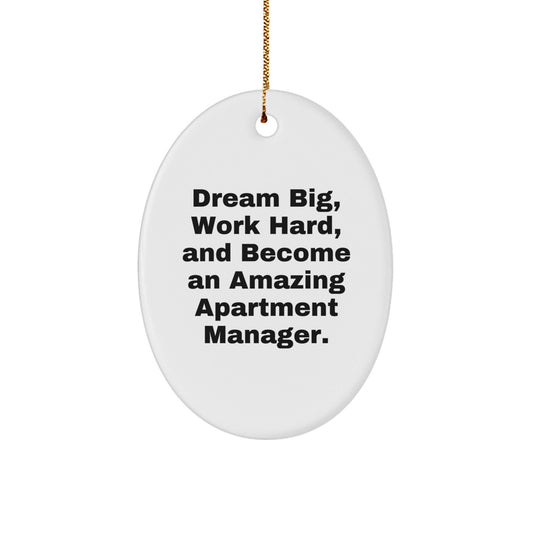 Inspiring Apartment Manager Gifts for Men or Women, Oval Ornament, Dream Big, Work Hard, Christmas Unique Present - The Buy Boom