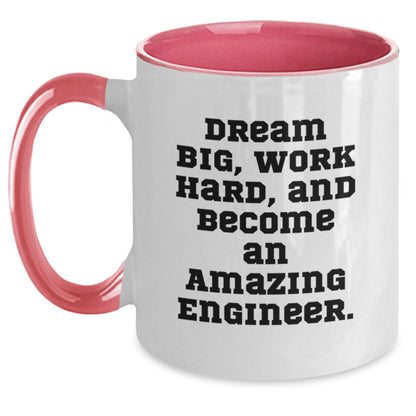 Inspiring Engineer Gifts from Friends and Family - 'Dream Big, Work Hard, And Become An Amazing Engineer.' Two Tone Coffee Mug for Graduation - The Buy Boom