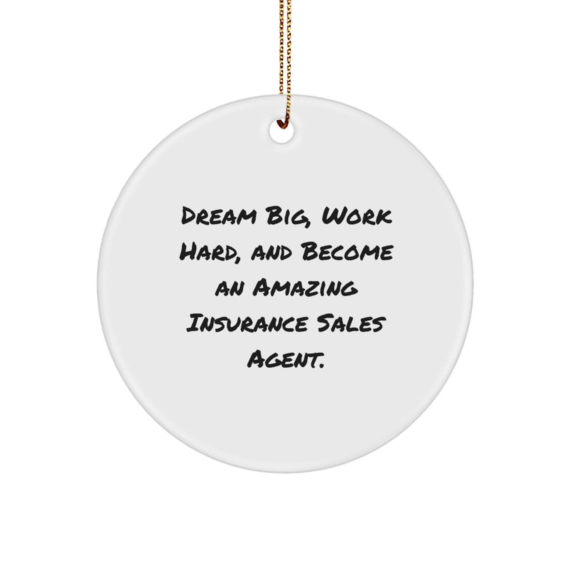 Insurance Sales Agent Gifts, Dream Big, Work Hard, Circle Ornament for Christmas, 'Gifts from Friends' for Insurance Sales Agent - The Buy Boom
