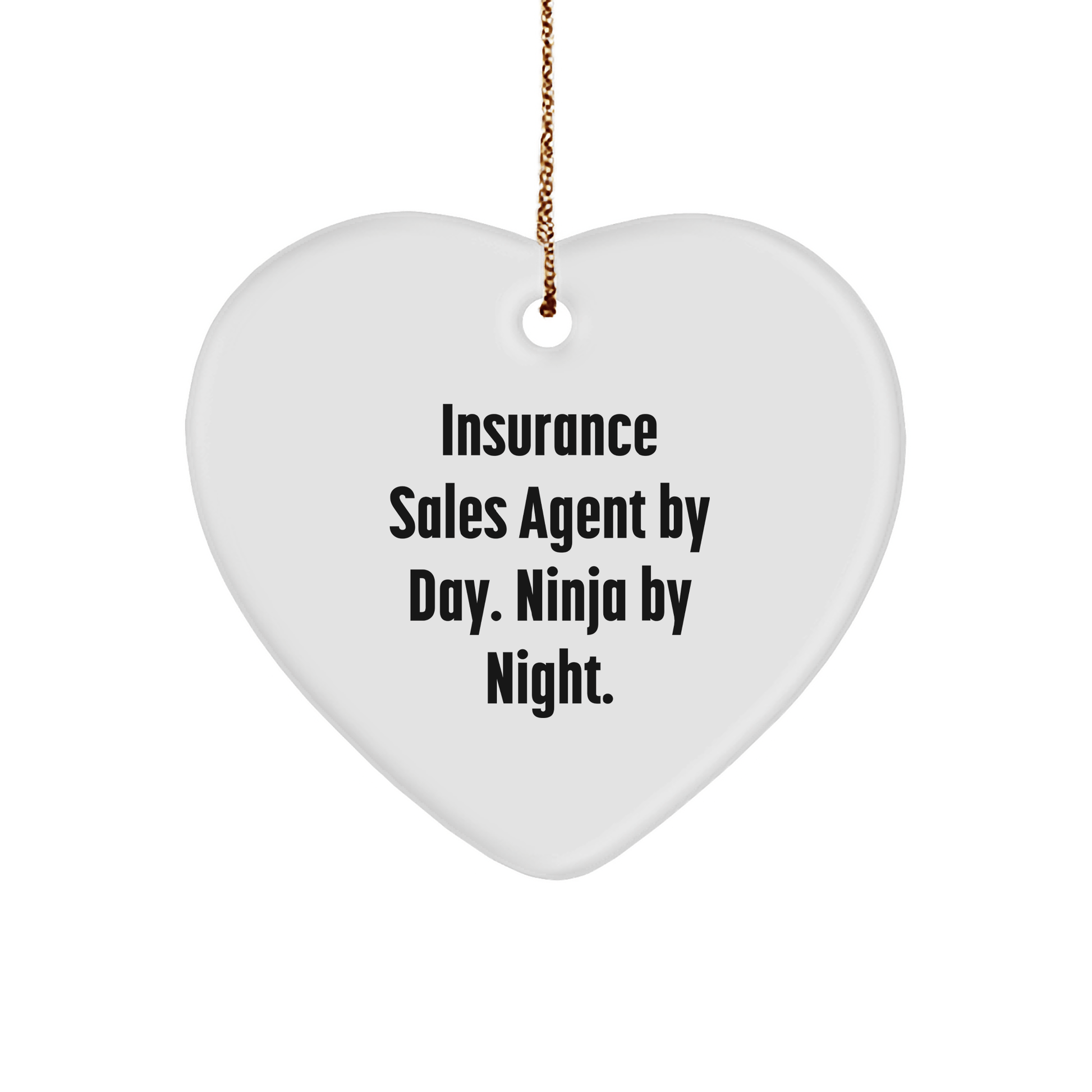 Insurance Sales Agent Gifts, Funny Heart Ornament for Christmas - 'Insurance Sales Agent By Day. Ninja By Night.', Gifts from Friends, Coworkers, or Family - The Buy Boom