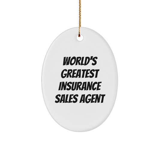 Insurance Sales Agent Gifts, Funny Quote, Oval Ornament, Christmas Unique Gifts from Friends, 'World's Greatest Insurance Sales Agent' for Insurance Sales Agent - The Buy Boom