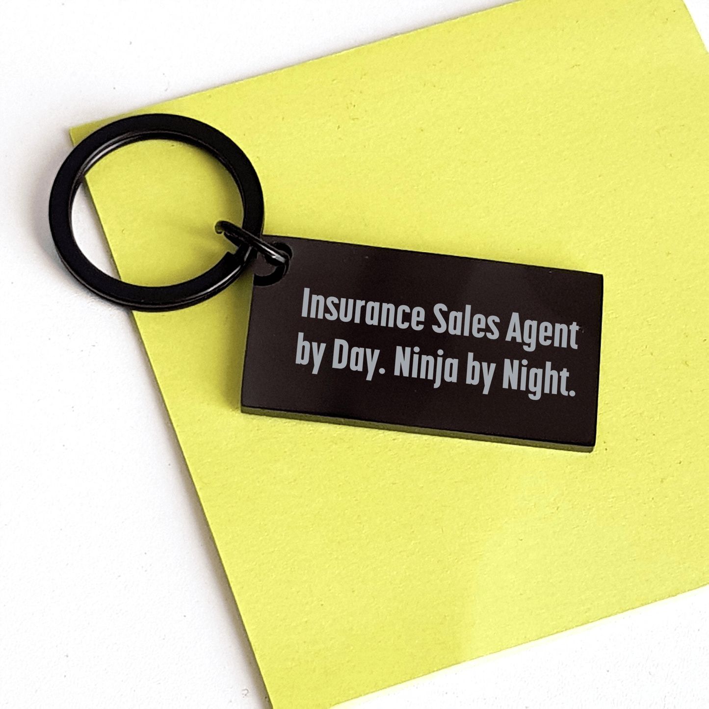 Insurance Sales Agent Keychain, Funny Quote, Black Stainless Steel, Gifts from Family to Insurance Sales Agent By Day. Ninja By Night., Father's Day Unique Gifts for Insurance Sales Agent - The Buy Boom
